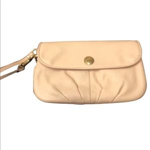 Coach Beige Leather Wristlet